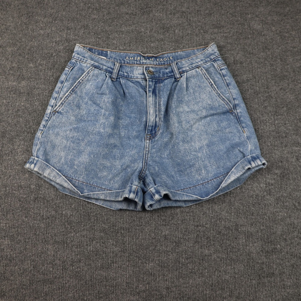 American Eagle Shorts Womens 6 Blue Denim High Rise Rolled Cuff Mom 951158416
